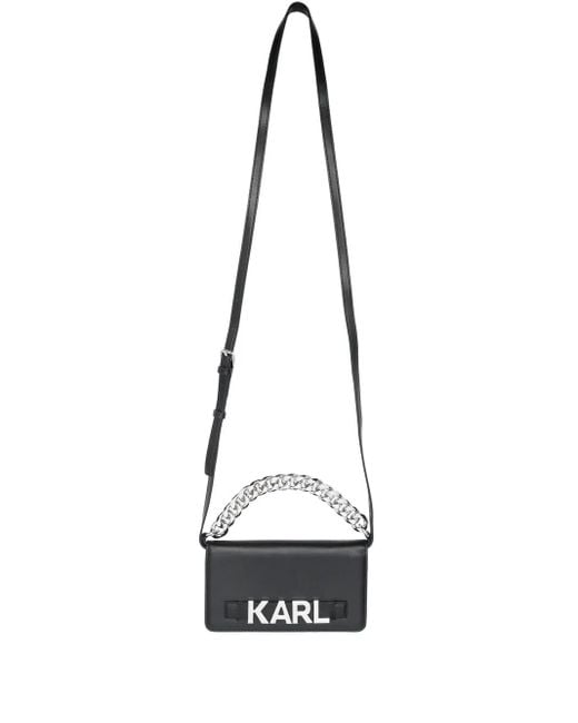 Karl Lagerfeld White Logo-Lettering Leather Phone Case