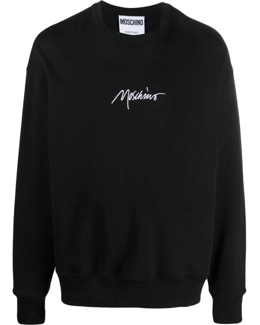 Moschino Black Logo-Print Crew-Neck Sweatshirt for men