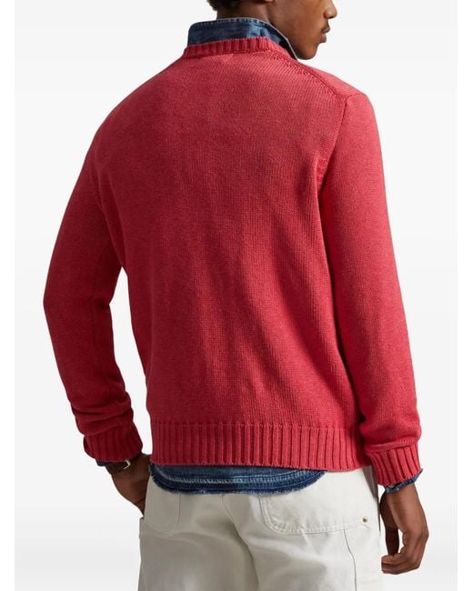 Polo Ralph Lauren Red Cotton Knit The Iconic Flag Sweater With American Flag for men