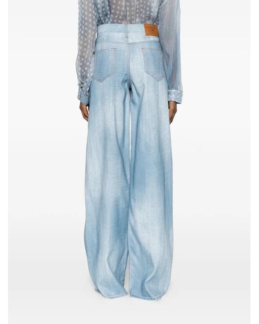 Ermanno Scervino Blue Pantalon À Coupe Ample