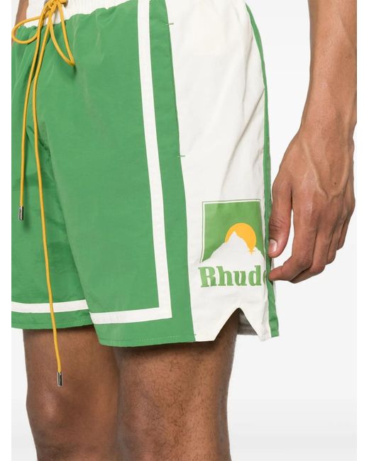 Rhude Green Colourblock Track Shorts for men