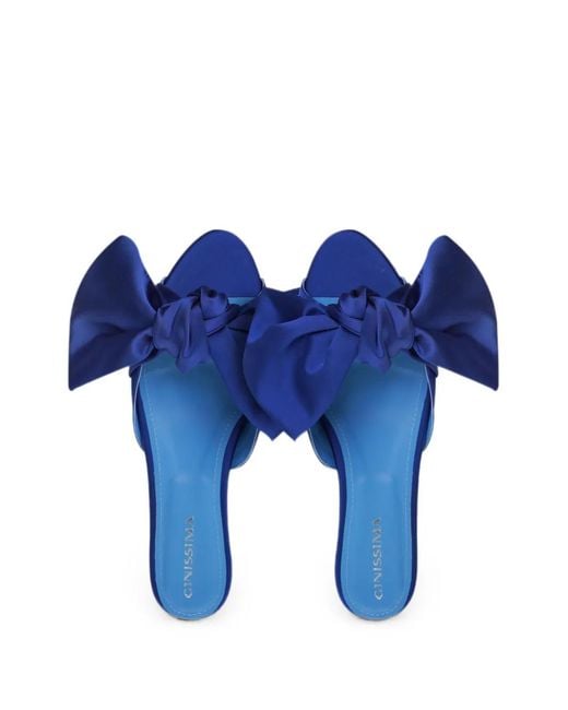 Ginissima Blue Vesa Bow-Detail Ballet Flats