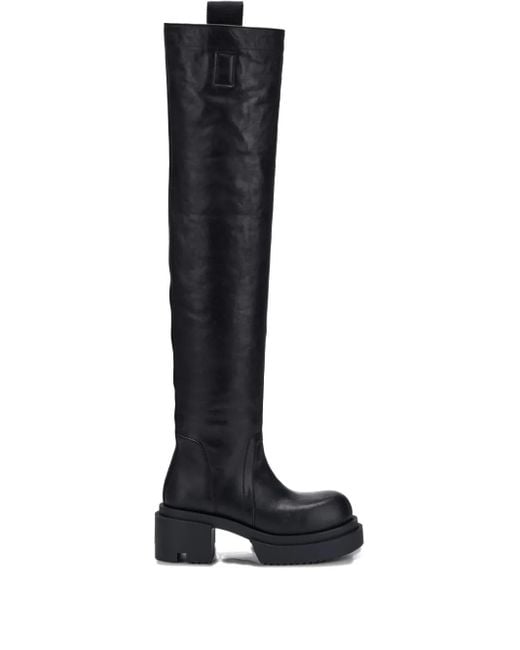 Rick Owens Black Leather Over-The-Knee Sneakers
