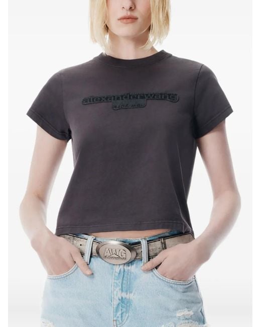 Alexander Wang Blue T-Shirt Mit Stickerei