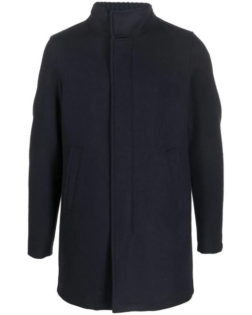 Herno Blue Single-Breasted Fitted Coat for men