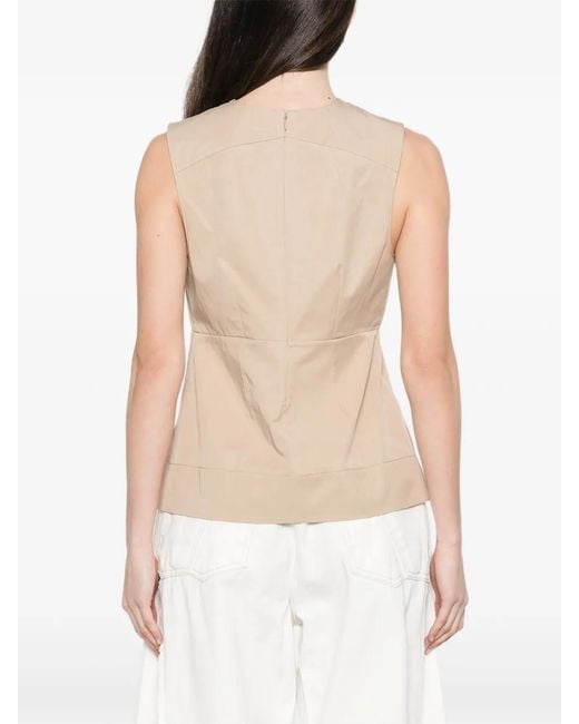 Vince Natural Sleeveless Pleated Blouse