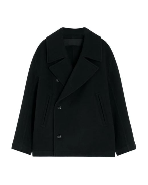 Lemaire Black Boxy Peacoat for men