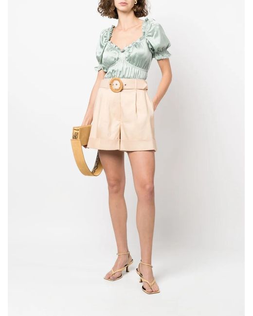 Zimmermann White Dancer Belted Tailored Shorts