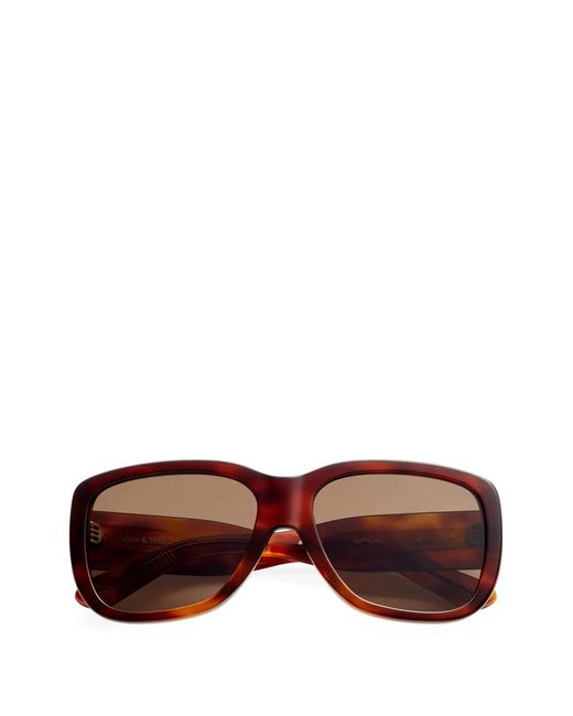 Ganni Brown X Ace & Tate Antonio Rectangle-Frame Sunglasses