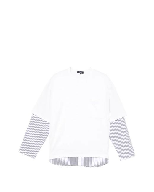 Comme des Garçons White Striped-Sleeve T-Shirt for men