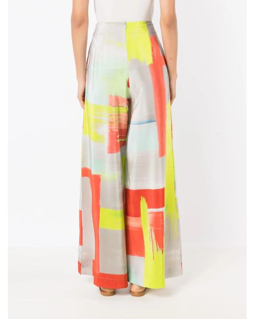 Lenny Niemeyer White Canvas Wide-Leg Silk Trousers