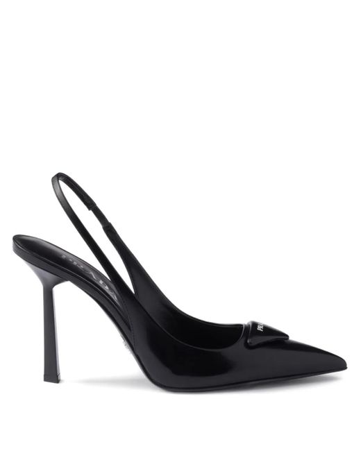 Escarpins À Bride Arrière Et Logo 100 Mm Prada en coloris Black