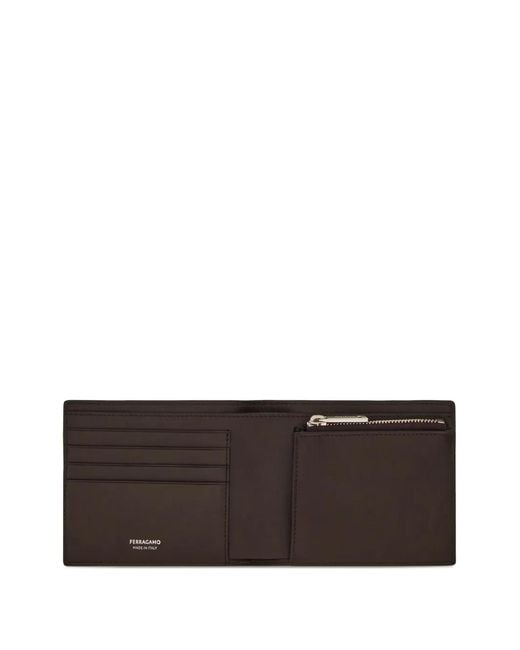 Ferragamo Black Geometric Patchwork Wallet for men