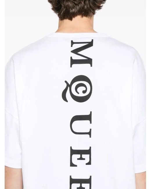 Camiseta de algodón Alexander McQueen de hombre de color White