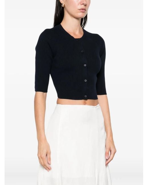 Max Mara Black Ribbed Buttoned Cardigan