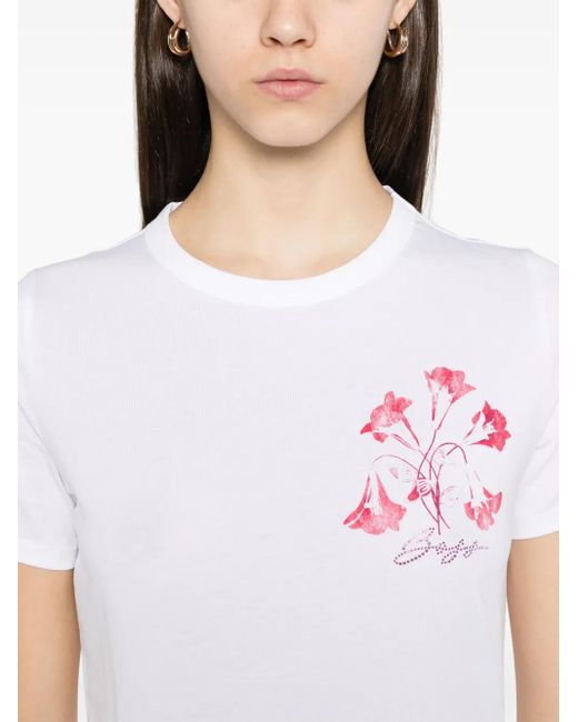 Boss White Floral-Print T-Shirt