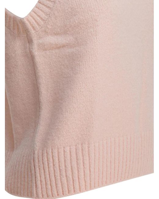 Top de punto con cuello redondo Soeur de color Pink