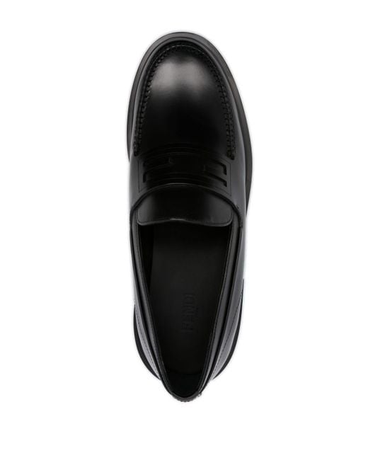 Fendi Frame Leren Loafers in het Black voor heren