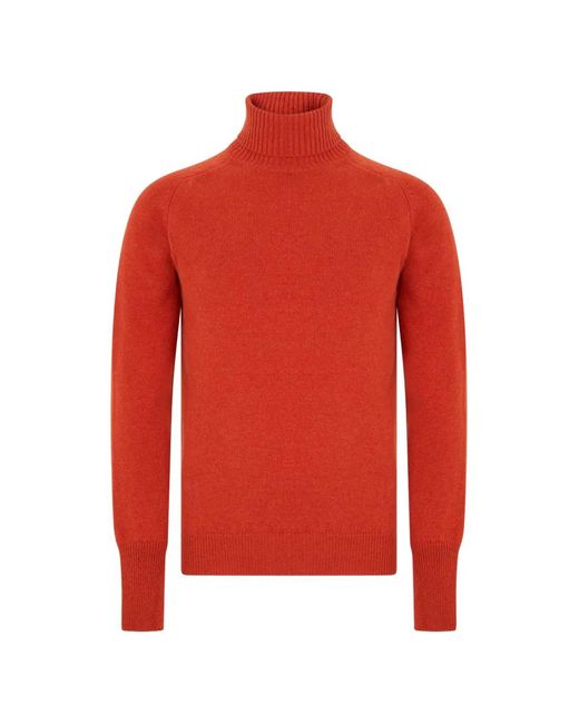 Fedeli Red High-Neck Cashmere Sweater for men