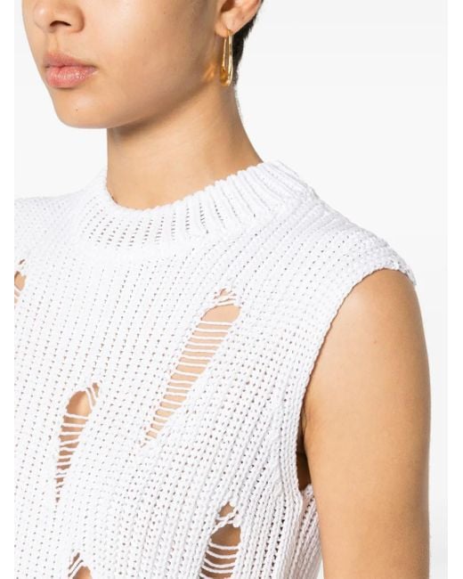 Gauchère White Distressed Cotton Vest