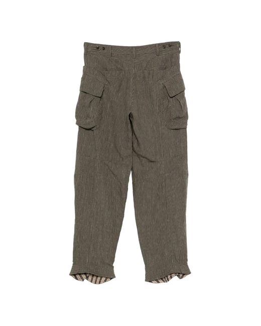 Ziggy Chen Gray Striped Cargo Pants for men