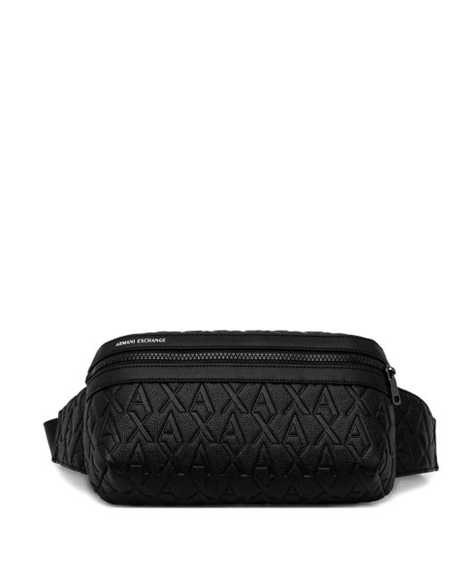 メンズ ARMANI EXCHANGE ロゴパターン ベルトバッグ Black