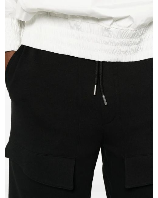 Les Hommes Black Cargo Drawstring Track Shorts for men