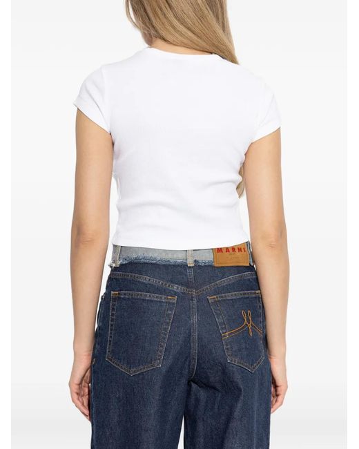 Vivienne Westwood White Peru Orb-Motif Crop Top