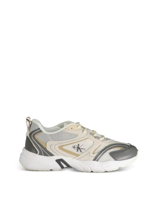 Calvin Klein White Mesh-Panel Sneakers for men