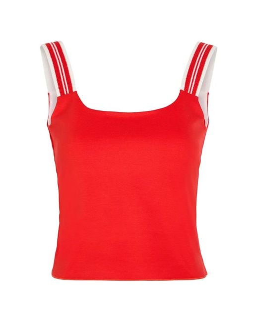Spense Red Striped-Strap Top