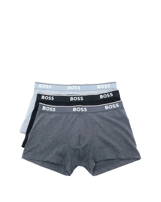 Boss Blue Stripe-Trim Logo-Waistband Boxers (Set Of Three) for men