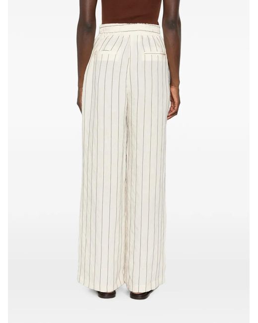ViCOLO White Pinstripe-Print Drawstring-Waist Pants