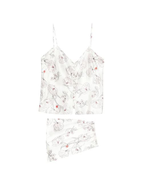 Olivia Von Halle White Pyjama Etta À Fleurs