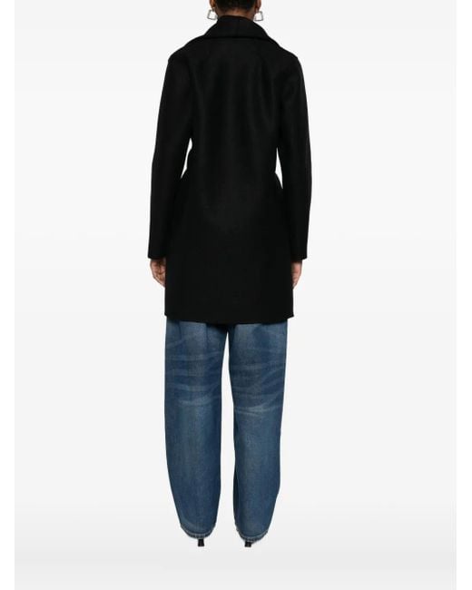 Harris Wharf London Black Wrap-Front Belted Coat