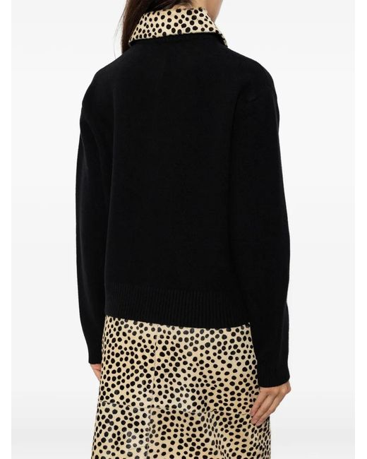 Rohe Black Animal-Print Collar Cardigan