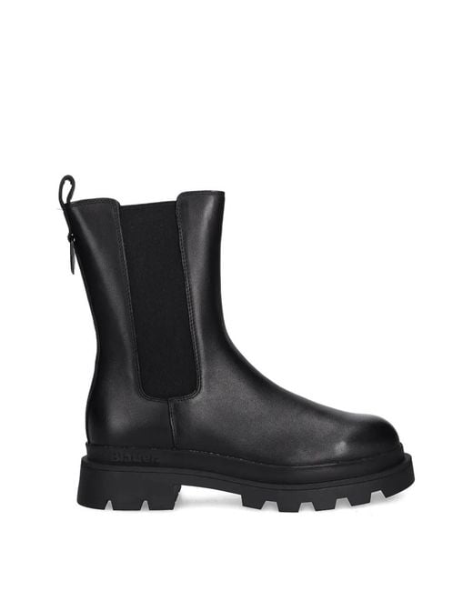 Blauer Black Kimmel Lug-Sole Pull-Tab Chelsea Boots