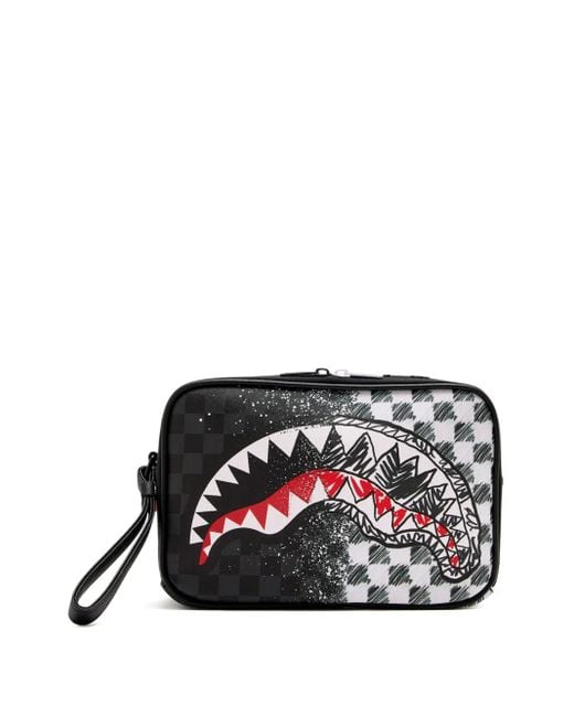 Sprayground Black Scribble Dribble Check Wash Bag for men