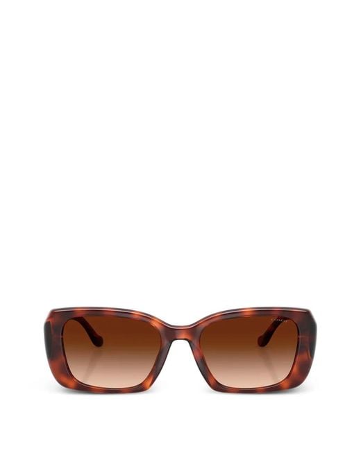 COACH Brown Maxi Sculpted C Tortoiseshell-Effect Rectangle-Frame Sunglasses
