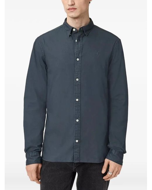 AllSaints Blue Hawthorne Buttoned Shirt for men