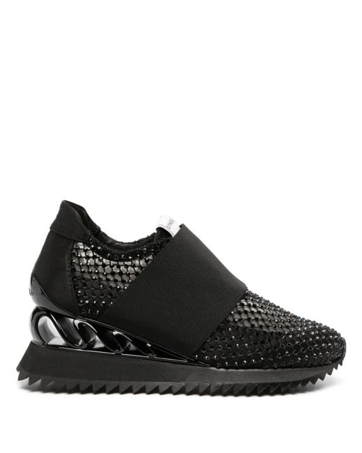 Le Silla Black Gilda Rhinestone-embellished Sneakers