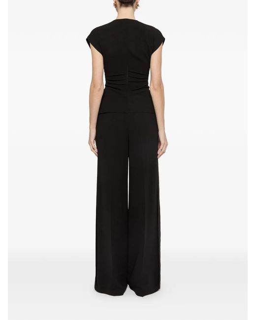 Nissa Black Ruffled Crepe Blouse
