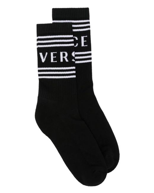 メンズ Versace 90s Vintage ロゴ 靴下 Black