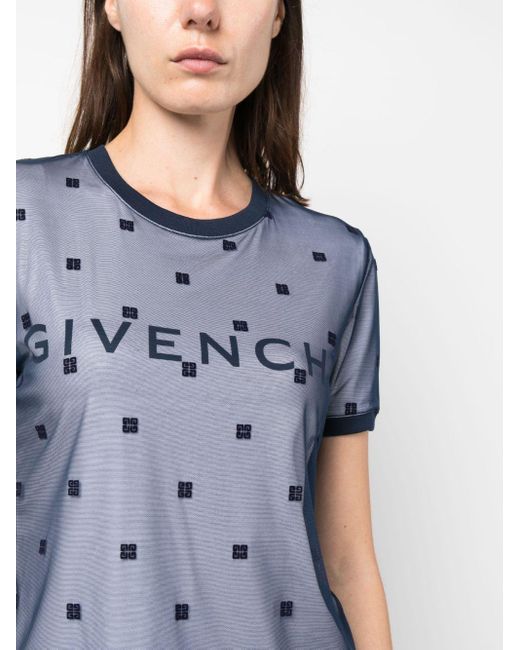 Givenchy Blue T-Shirtkleid mit Tüll-Overlay