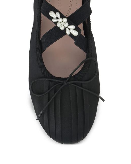 Simone Rocha Black Embellished Grip Ballerina Flats