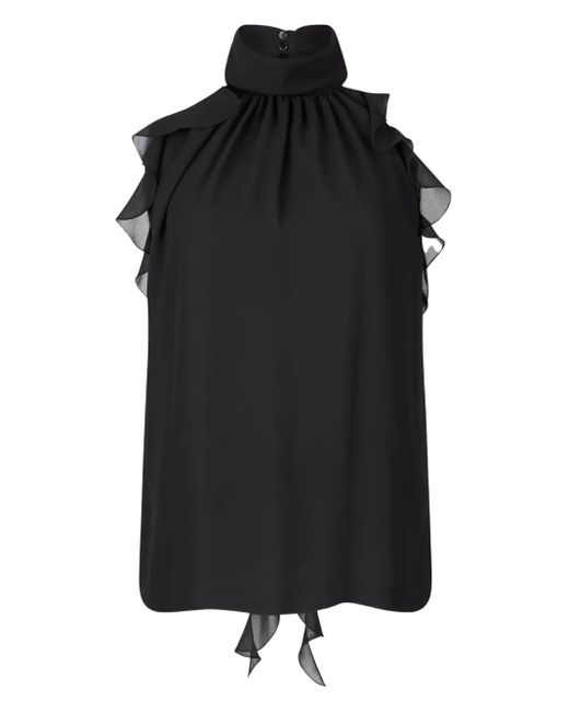Liu Jo Black Halterneck Ruffled Top