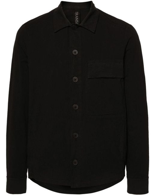 Transit Black Classic-collar Shirt Jacket for men