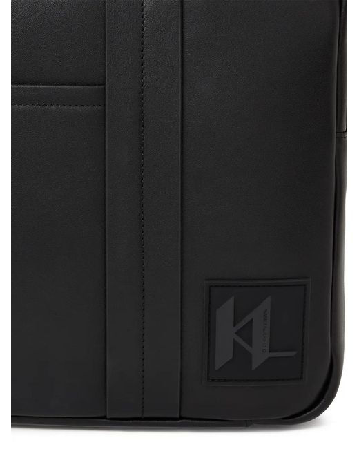 Karl Lagerfeld Black Logo-Patch Briefcase for men