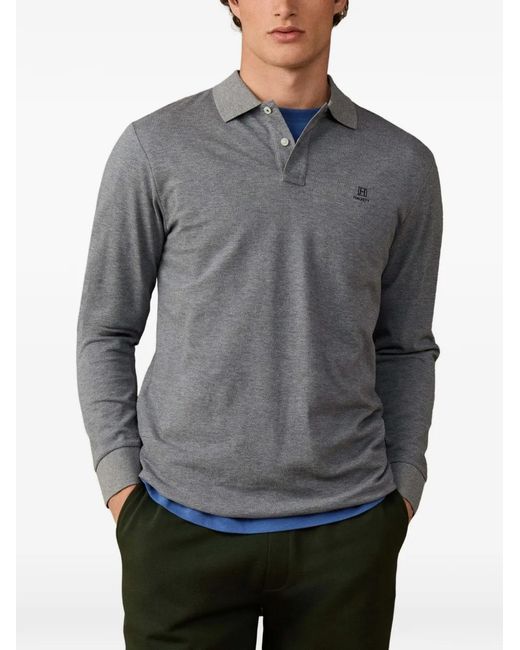 Hackett Gray Heritage Long-Sleeve Polo Shirt for men
