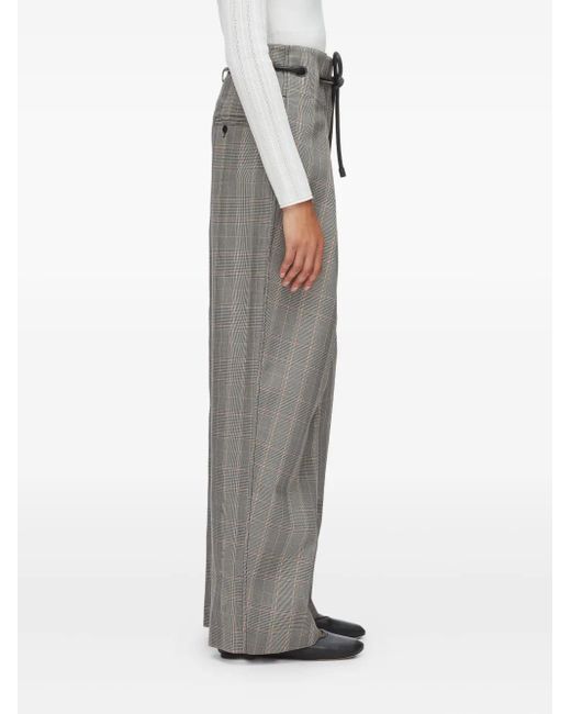 3.1 Phillip Lim Gray Plaid-Pattern Drawstring Trousers
