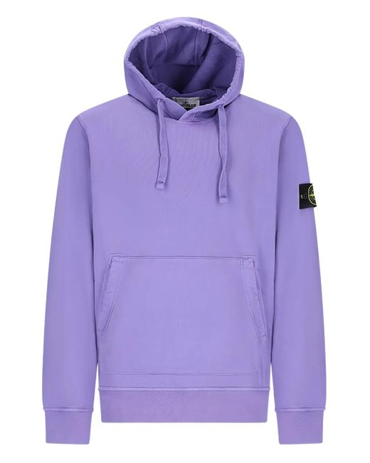 Felpa Con Applicazione E Cappuccio di Stone Island in Purple da Uomo
